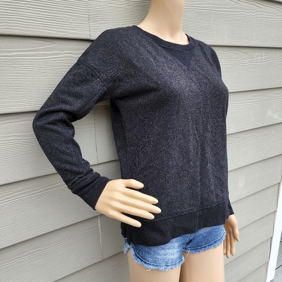 AMERICAN EAGLE | Black Metallic Sparkle Crew Neck Sweatshirt - Picture 3 of 9